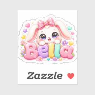 Sticker Mignon Kawaii Bella Bunny Nom Pastel Floral Bu