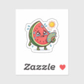 Sticker Mignon Kawaii Dallae de pastèque marocaine d'été A (Feuille)