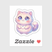 Sticker Mignon Kawaii Doux Chat Chibi Étoile Pastel St (Feuille)
