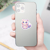Sticker Mignon Kawaii Doux Chat Chibi Étoile Pastel St (Téléphone)