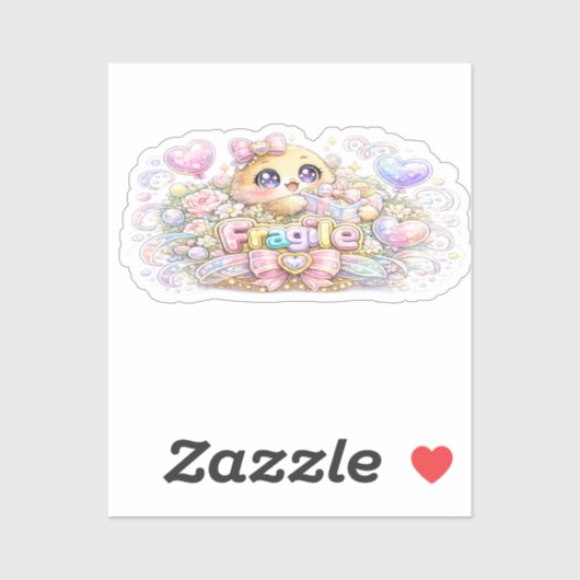 Sticker Mignon Kawaii Fragile Manipuler avec soin Chat Pas (Feuille)