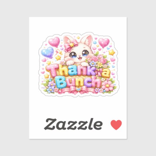 Sticker Mignon Kawaii Merci Beaucoup Nom de Chat Rose Past (Feuille)