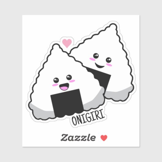 Sticker Mignon Kawaii Onigiri Nourriture Japonaise (Feuille)
