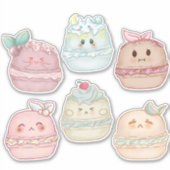 Sticker mignon kawaii Pastel aquarelle Français Macarons (Devant)