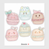 Sticker mignon kawaii Pastel aquarelle Français Macarons (Feuille)