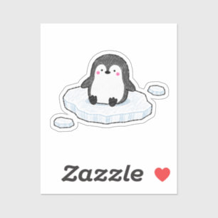 Sticker Mignon manchot assis sur une banquise