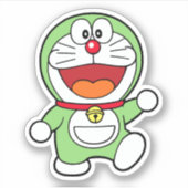 Sticker Mignon Mini Doraemon Vert Anime (Devant)