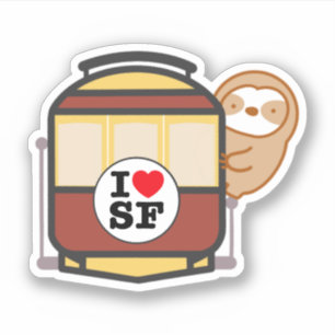 Sticker Mignon paresseux du tramway de San Francisco