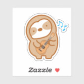 Sticker Mignon paresseux ukulele  (Feuille)
