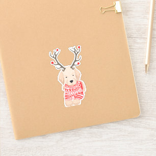 Sticker Mignon Pull de Noël pour chiot Golden Retriever