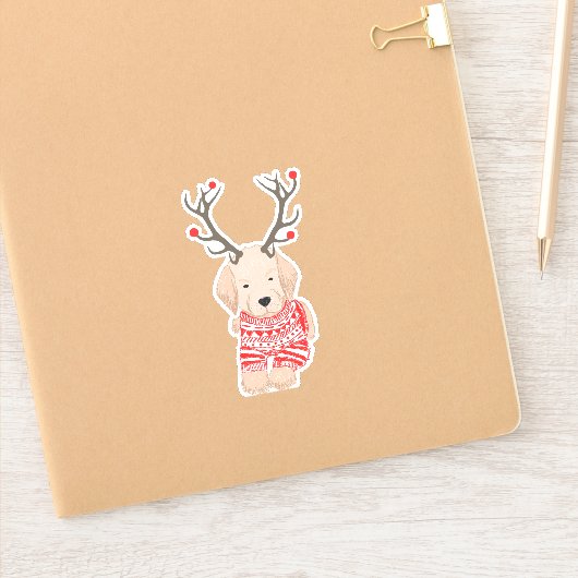 Sticker Mignon Pull de Noël pour chiot Golden Retriever (Carnet)