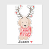 Sticker Mignon Pull de Noël pour chiot Golden Retriever (Feuille)