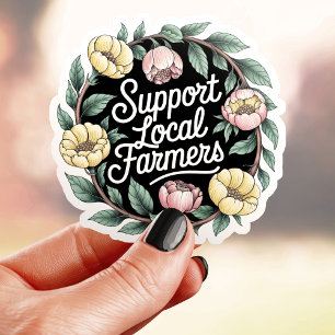 Sticker Mignon Soutenez les agriculteurs locaux Floral