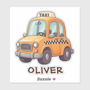 Sticker Mignon Taxi de Dessin Animé Jaune
