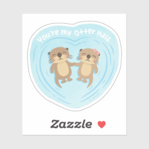 Sticker Mignon Tu es ma moitié de loutre Pun