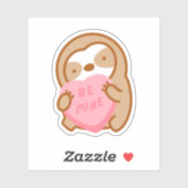 Sticker Mignon Valentine Be Mine Candy Heart Sloth (Feuille)