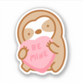 Sticker Mignon Valentine Be Mine Candy Heart Sloth (Devant)