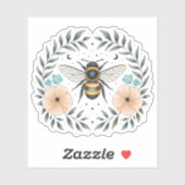 Sticker Mignonne abeille céleste vinyle floral (Feuille)