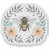Sticker Mignonne abeille céleste vinyle floral (Devant)