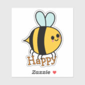 Sticker Mignonne abeille de dessin animé heureuse  (Feuille)