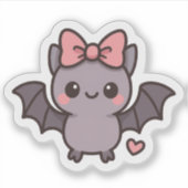 Sticker Mignonne batte à halloween avec arc rose (Devant)