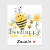 Sticker Mignonne Bee Happy Enseignant Dit Aquarelle Abee (Feuille)