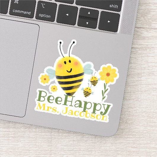 Sticker Mignonne Bee Happy Enseignant Dit Aquarelle Abee (Détail)