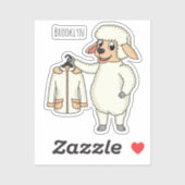 Sticker Mignonne brebis avec blouson (Feuille)