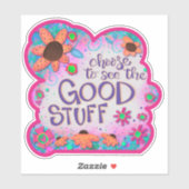 Sticker Mignonne Chic Fille Rose Inspirivity (Feuille)