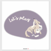 Sticker Mignonne chien, violet, "Jouons !" (Feuille)