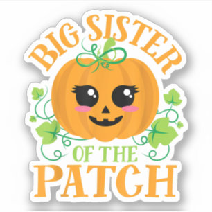 Sticker Mignonne Citrouille Halloween Grande Soeur Dans Le