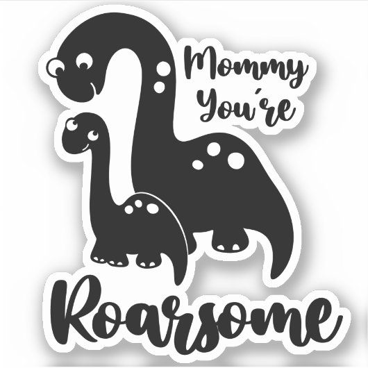 Sticker Mignonne fête des mères avec Dino maman et bébé St (Devant)