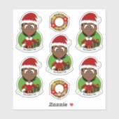 Sticker Mignonne fille avec cheveux noirs court vacances d (Feuille)