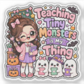 Sticker Mignonne Kawaii Professeur Petits Monstres Hallowe (Devant)