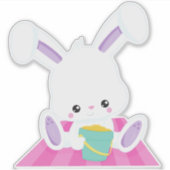 Sticker Mignonne lapin, Lapin Blanc, Bébé Lapin, Boule De  (Devant)