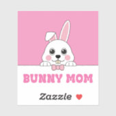 Sticker Mignonne maman lapin rose (Feuille)