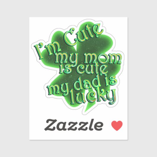 Sticker Mignonne Maman Lucky Papa Saint Patrick (Feuille)