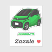 Sticker Mignonne micro-voiture verte (Feuille)
