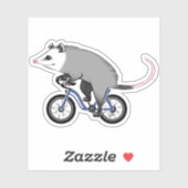 Sticker Mignonne Opossum Sur Un Vélo (Feuille)
