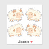 Sticker Mignonne Petite Mouton, Ensemble de 4 (Feuille)
