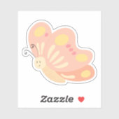 Sticker Mignonne Rose Peach Yellow Girly Butterly (Feuille)