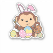 Sticker Mignonne Singe Pour Pâques Avec Oeufs De Pâques Co (Devant)