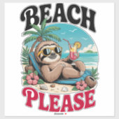 Sticker Mignonne Sloth été (Feuille)