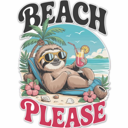 Sticker Mignonne Sloth été (Devant)