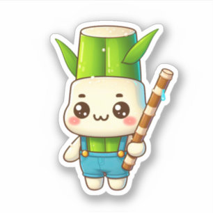 Sticker mignonne tête de bambou kawaii