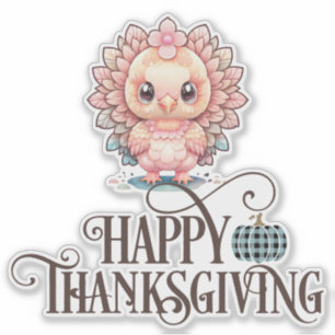 Sticker Mignonne Turquie Thanksgiving