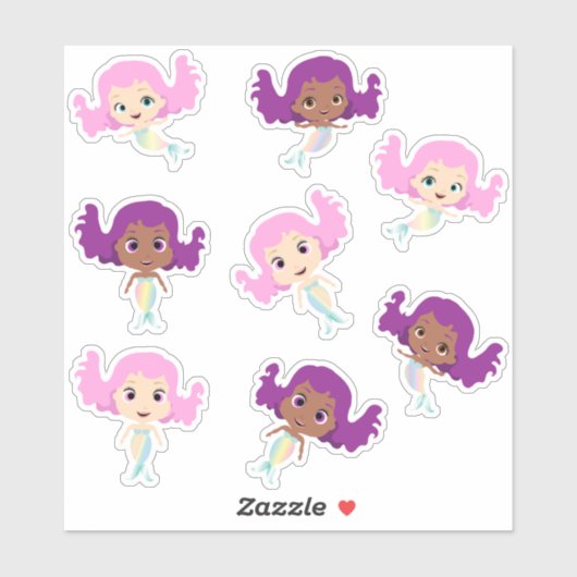 Sticker Mignonnes sirènes de caricatures (Feuille)