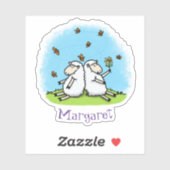 Sticker Mignons amis moutons dessin animé fantaisiste illu (Feuille)