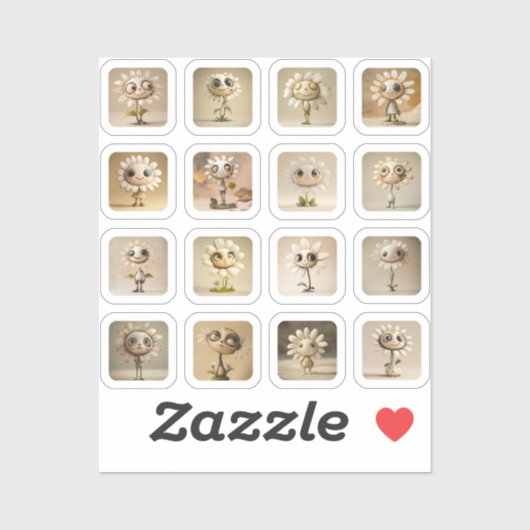 Sticker Mignons brodeurs à fleurs d'oies (Feuille)