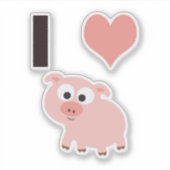 Sticker Mignons cochons que j'aime avec un cochon de dessi (Devant)